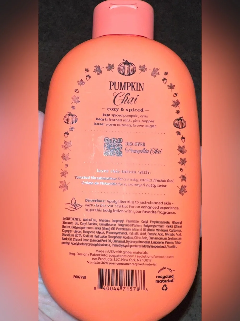 eos Pumpkin Chai 24H Moisture Body Lotion 16 Fl oz           Brand New